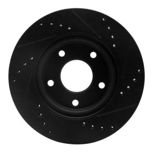 Nissan Sentra Brake Rotor (1) - Front Left - R1 Concepts - Drilled & Slotted - Black - `13-`19
